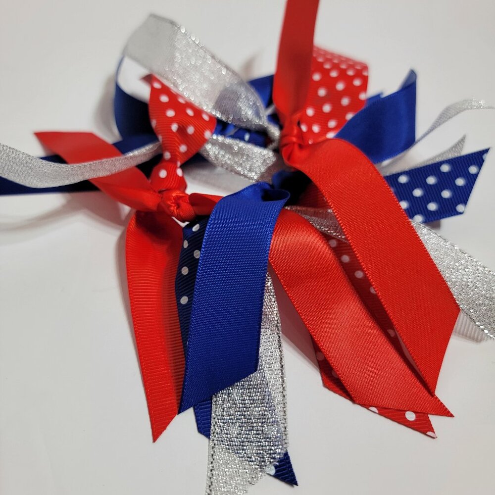 Girls Red White and Blue Hair Tie